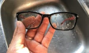 how to remove sweat stains from glasses frames